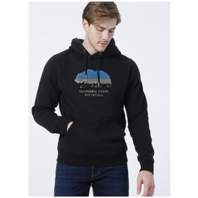 Routefield RFHARDY2122 Hardy Kapüşonlu Normal Kalıp Desenli Siyah Erkek Sweatshirt