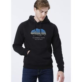 Routefield RFHARDY2122 Hardy Kapüşonlu Normal Kalıp Desenli Siyah Erkek Sweatshirt