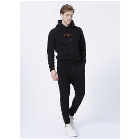 Routefield RFHENRY2122 Henry Kapüşonlu Normal Kalıp Desenli Siyah Erkek Sweatshirt