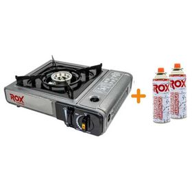 Rox Camping 0103 Gri Portatif Kamp Ocak ve 2 Adet Kamp Gazı