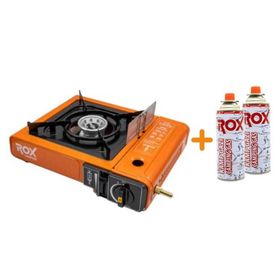 Rox Camping 0189 Turuncu Portatif Kamp Ocak ve 2 Adet Kamp Gazı