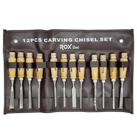 Rox Wood 12 Parça Metal Yüzüklü Saplı Ahşap Oyma İskarpela Seti
