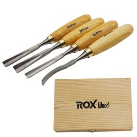 Rox Wood 4 Parça Ahşap Kutulu Ahşap Oyma İskarpela Seti