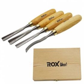 Rox Wood 4 Parça Ahşap Kutulu Ahşap Oyma İskarpela Seti