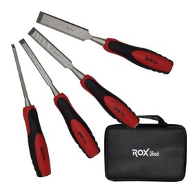 Rox Wood 4 Parça Neopren Çantalı Düz İskarpela Seti
