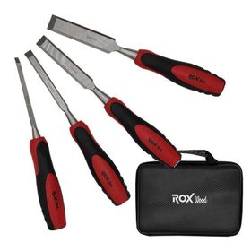 Rox Wood 4 Parça Neopren Çantalı Düz İskarpela Seti