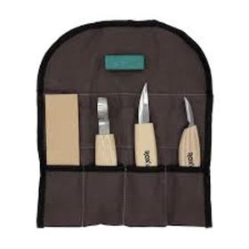 Rox Wood 5 Parça Bez Çantalı Ahşap Kaşık Kuksa Oyma Bıçağı Seti