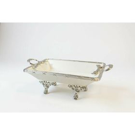 Roy King Classy Dikdörtgen 20x36x10 cm Gümüş Derin Sunum Tabak