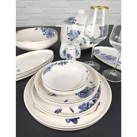 Roy King DSN 042 Blue Blanch 12 Kişilik 60 Parça Bone China Porselen Yemek Takımı