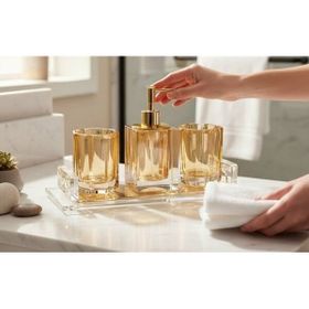 Roy King Kristal Gold 4 Parça Banyo Seti