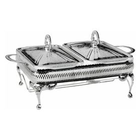 Roy King QA 41 38x26x18 cm Dikdörtgen 2'li Ayaklı Gümüş Fırın Kabı