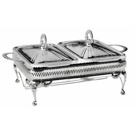 Roy King QA 41 38x26x18 cm Dikdörtgen 2'li Ayaklı Gümüş Fırın Kabı