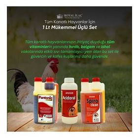 Royal Acidoral Spiro Clean Pantonic 3'lü 1 lt Tamamlayıcı Yem Seti