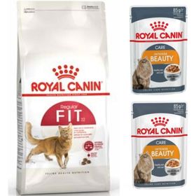 Royal Canin Fit 32 2 kg Yetişkin Kuru Kedi Maması+Intense Beauty 2x85 gr Yaş Mama