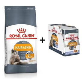 Royal Canin Hair Skin 4 kg Hassas Tüylü Kediler İçin Mama + 12 Adet Yaş Mama