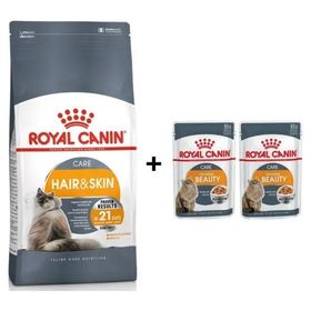 Royal Canin Hair Skin 4 kg Hassas Tüylü Kediler İçin Mama + 2 Adet Yaş Mama