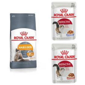 Royal Canin Hair Skin Hassas Tüylü Yetişkin 2 kg Kuru Kedi Mama + Instinctive 2x85 gr Yaş Mama