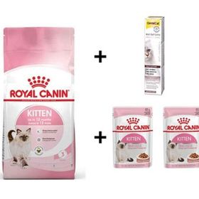 Royal Canin Kitten Yavru Kuru Kedi Maması 4 Kg + 2 Adet RC Yaş Mama 85 gr + 20 gr GimCat Malt