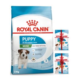 Royal Canin Mini Puppy Küçük Irk Yavru 2 kg Köpek Maması + 2 Adet 85 gr Pouch Konserve Yaş Mama