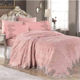 Royal Home Ebru Pudra 6 Parça Fransız Battaniye Takımı