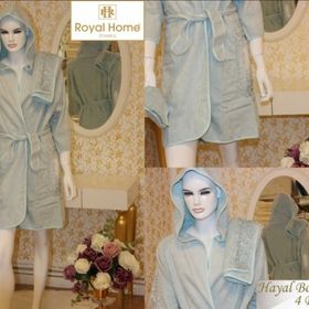Royal Home Hayal Turkuaz 4 Parça Kadın Bornoz Seti