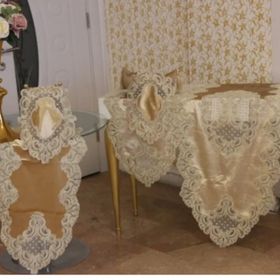 Royal Meyra 5 Parça Kadife Krem Salon Takımı