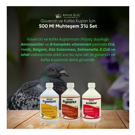 Royal Pigeotonic Pigeorex Acidoral 3'lü 500 ml Tamamlayıcı Yem Seti