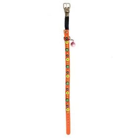 Royale Pets 30 cm Turuncu Desenli Lastikli Zilli Silikon Kedi Boyun Tasması