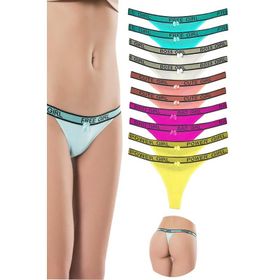 Royaleks 10 Adet Beli Yazılı Pamuk Kadın Tanga String Külot