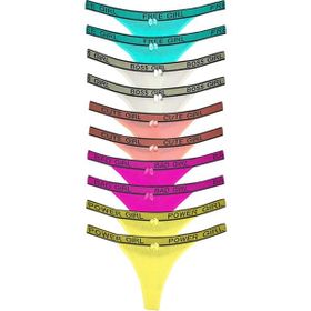 Royaleks 10 Adet Beli Yazılı Pamuk Kadın Tanga String Külot