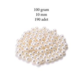 Royaleks 100 gr 10 mm Krem 190 Adet Plastik İnci Çanta ve Takı Yapım Boncuğu
