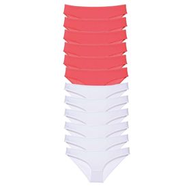 Royaleks 12 Adet Fuşya Beyaz Eko Set Likralı Kadın Slip Külot