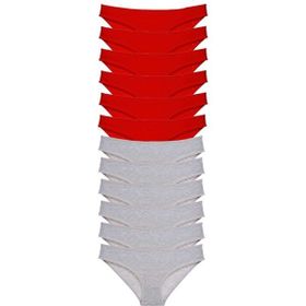 Royaleks 12 Adet Kırmızı Gri Eko Set Likralı Kadın Slip Külot