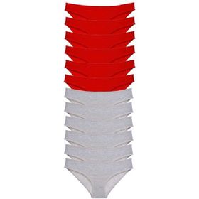 Royaleks 12 Adet Kırmızı Gri Eko Set Likralı Kadın Slip Külot
