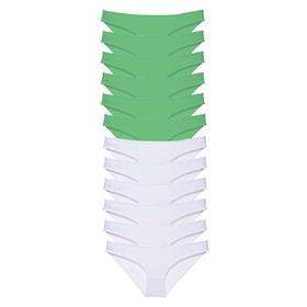 Royaleks 12 Adet Yeşil Beyaz Eko Set Likralı Kadın Slip Külot