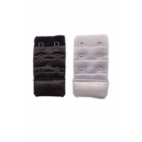 Royaleks 2 Adet 3 Sıra + 2 Kanca Siyah Gri Agraf Sütyen Uzatma Kopçası