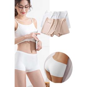 Royaleks 2 Adet Beyaz Ten Kadın Dikişsiz Görünmez İz Yapmaz Mini Şort Boxer
