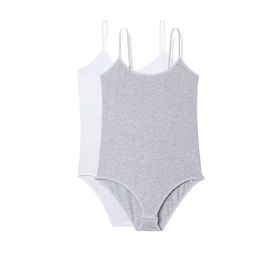 Royaleks 2 Adet Beyaz ve Gri İp Askılı Kadın Çıtçıtlı Body