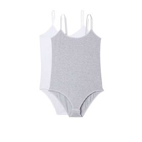 Royaleks 2 Adet Beyaz ve Gri İp Askılı Kadın Çıtçıtlı Body