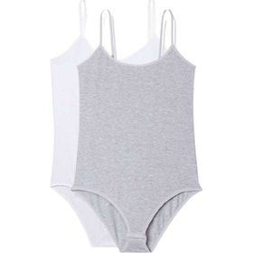 Royaleks 2 Adet Beyaz ve Gri İp Askılı Kadın Çıtçıtlı Body
