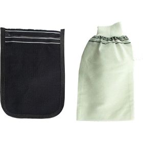 Royaleks 2 Adet Kalın Siyah ve 25x17 cm Beyaz Hamam Kesesi