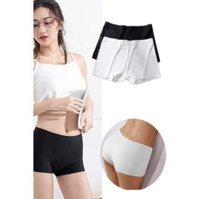 Royaleks 2 Adet Siyah Beyaz Kadın Dikişsiz Görünmez İz Yapmaz Mini Şort Boxer