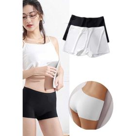 Royaleks 2 Adet Siyah Beyaz Kadın Dikişsiz Görünmez İz Yapmaz Mini Şort Boxer