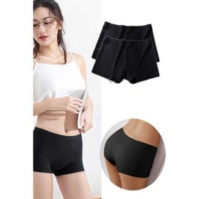 Royaleks 2 Adet Siyah Kadın Dikişsiz Görünmez İz Yapmaz Mini Şort Boxer