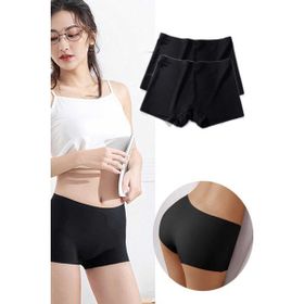 Royaleks 2 Adet Siyah Kadın Dikişsiz Görünmez İz Yapmaz Mini Şort Boxer