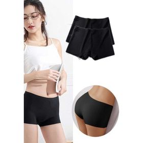 Royaleks 2 Adet Siyah Kadın Dikişsiz Görünmez İz Yapmaz Mini Şort Boxer