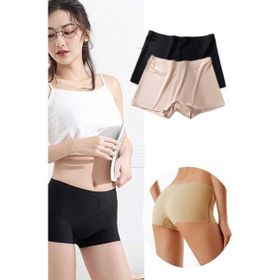 Royaleks 2 Adet Siyah Ten Kadın Dikişsiz Görünmez İz Yapmaz Mini Şort Boxer