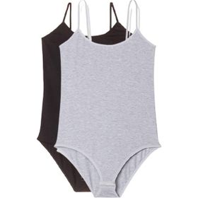 Royaleks 2 Adet Siyah ve Gri İp Askılı Kadın Çıtçıtlı Body