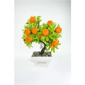 Royaleks 24x13 cm Dekor Ağaç Portakal Ağacı Saksılı Dekoratif Ağaç Biblo