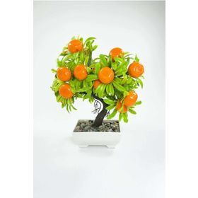 Royaleks 24x13 cm Dekor Ağaç Portakal Ağacı Saksılı Dekoratif Ağaç Biblo